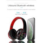 Wholesale LED Bluetooth Wireless Foldable Headphone Headset with Built in Mic for Adults Children Work Home School for Universal Cell Phones, Laptop, Tablet, and More (White)